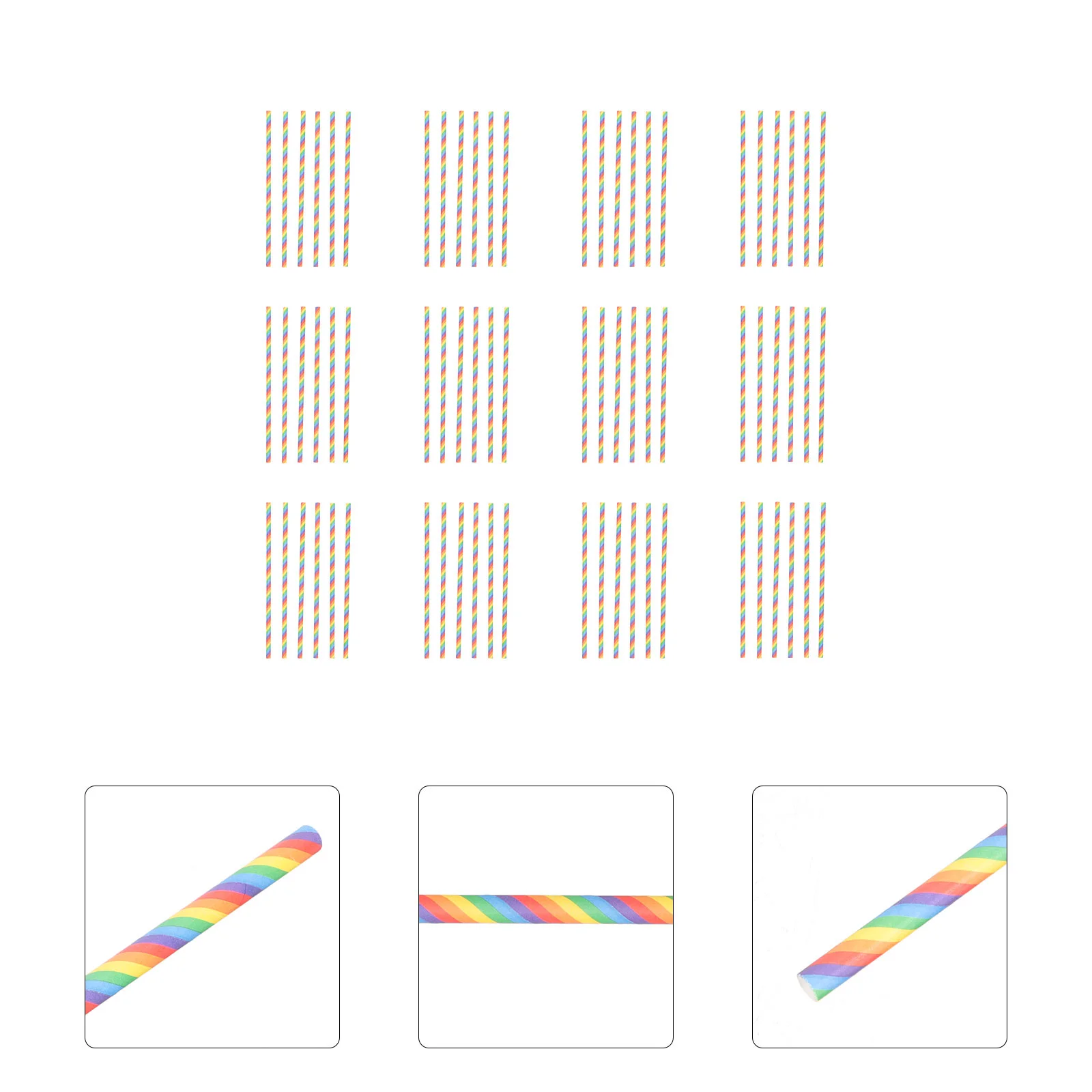 

200pcs Paper Straw Rainbow Colors Straw Rainbow Drinking Straw Party Supplies