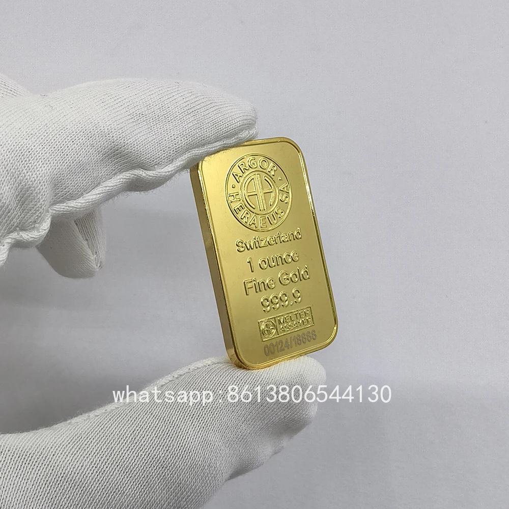 Фото Реплика золотого слитка 2026 года (Год Лошади, Дракона, Змеи) Argor Heraeus, позолоченный латунный коллекционный слиток 24K №3
