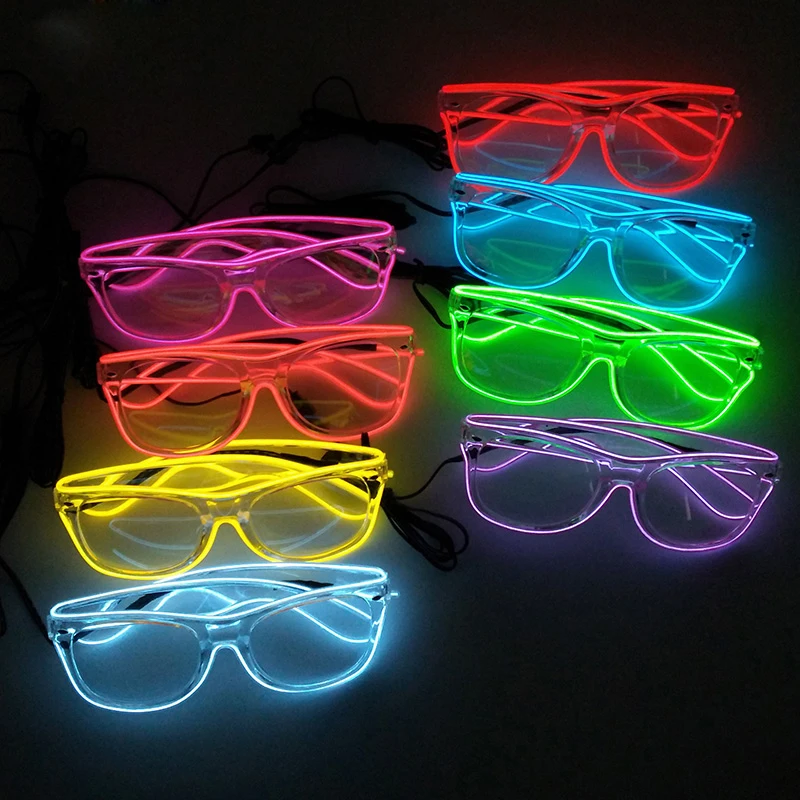 

Brand Newest Neon Led Bulbs Luminous Glowing Glasses Carnival Decor EL Tube Cold Light Sparkling Eyewear for Rave Costume Party