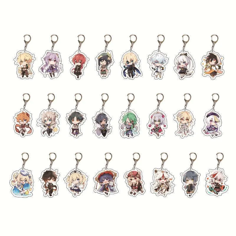 

Kawaii Girl Gift 2Inch PVC Two Dimensional Game Peripheral Acrylic Double-Sided Key Chain Genshin Impact Personalized Pendant
