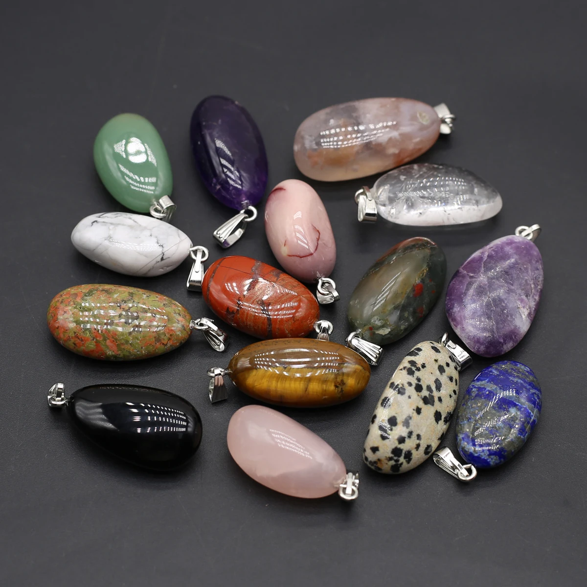 

Natural Stone Polished Pendants Irrgular Oval Lapis lazuli Crazy Agate for Jewelry Making Diy Women Necklace Party Gifts