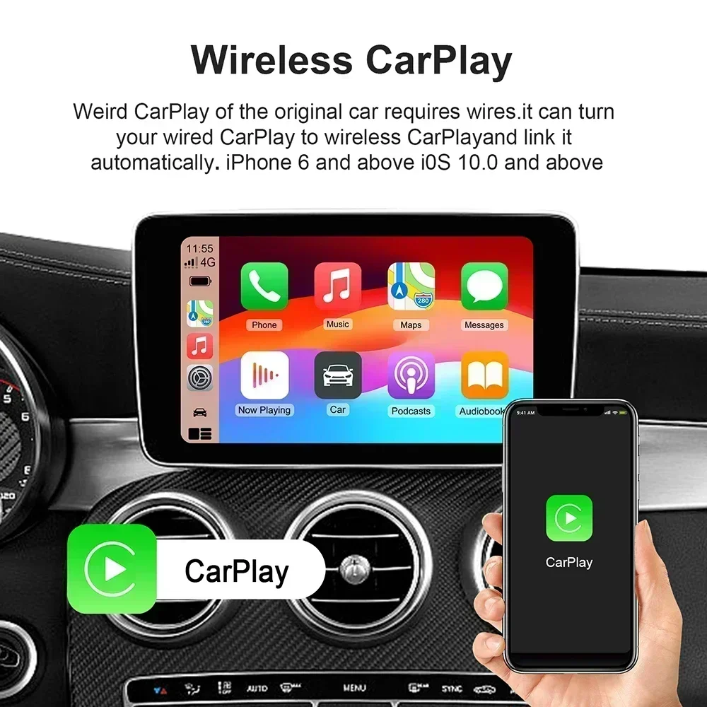 Фото Android 13 Carplay AI Box Беспроводная Android Auto Smart TV Box для Youtube Netflix Toyota Mazda Hyundai Haval GMC Ford MG VW Kia №2