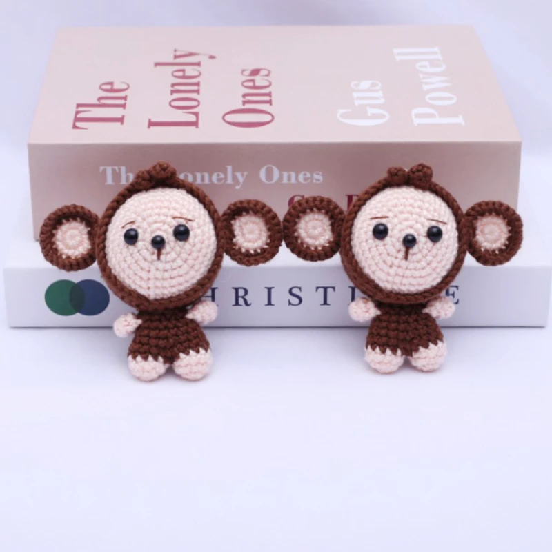 Милая вязаная шерстяная кукла-обезьяна с героями мультфильмов готовый брелок