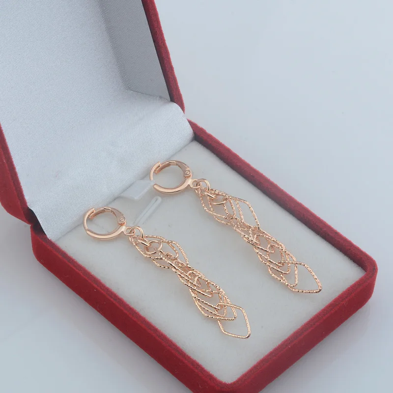 Женский браслет + серьги ожерелье из розового золота 585 пробы комплект ювелирных