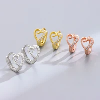925 sterling silver ear buckle hollow heart shaped hoop earrings for women fashion temperament light luxury ins wind earrings