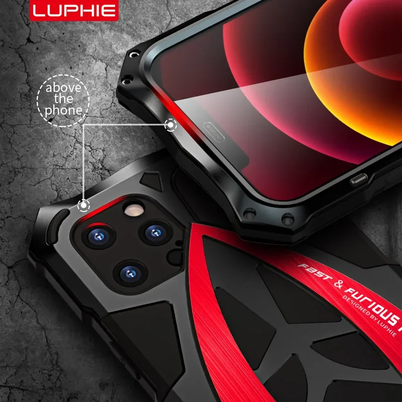 LUPHIE алюминиевый металлический силиконовый противоударный чехол для iPhone 16 15 14 13 12