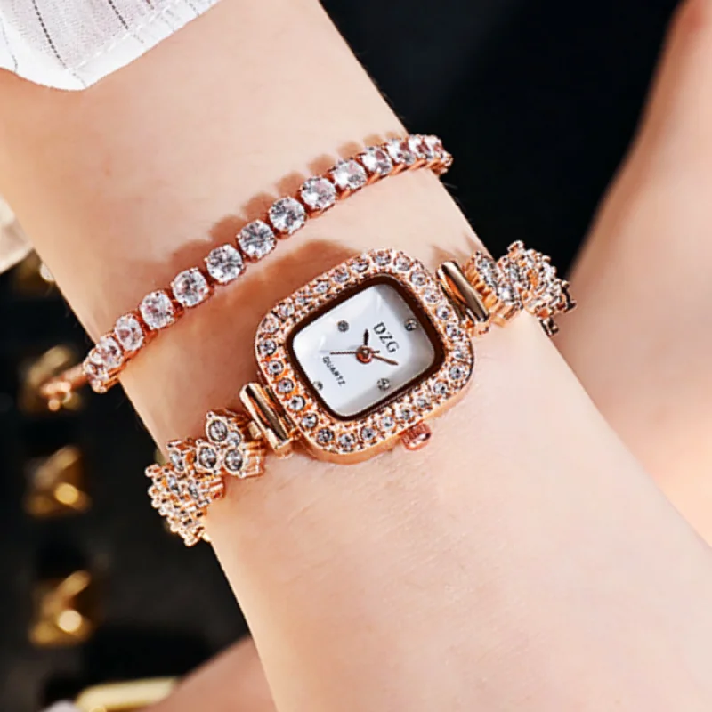 New Small Square Watch Simple Diamond-set Quartz Watch Fashion Small Temperament Ladies Watch Casual Simple Alloy Bracelet Watch enlarge