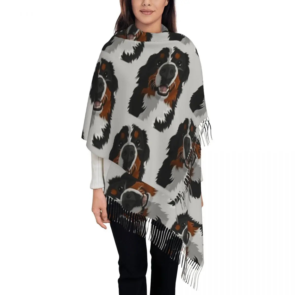 Бернская горная собака шарф для женщин осень зима кашемировая шаль накидка