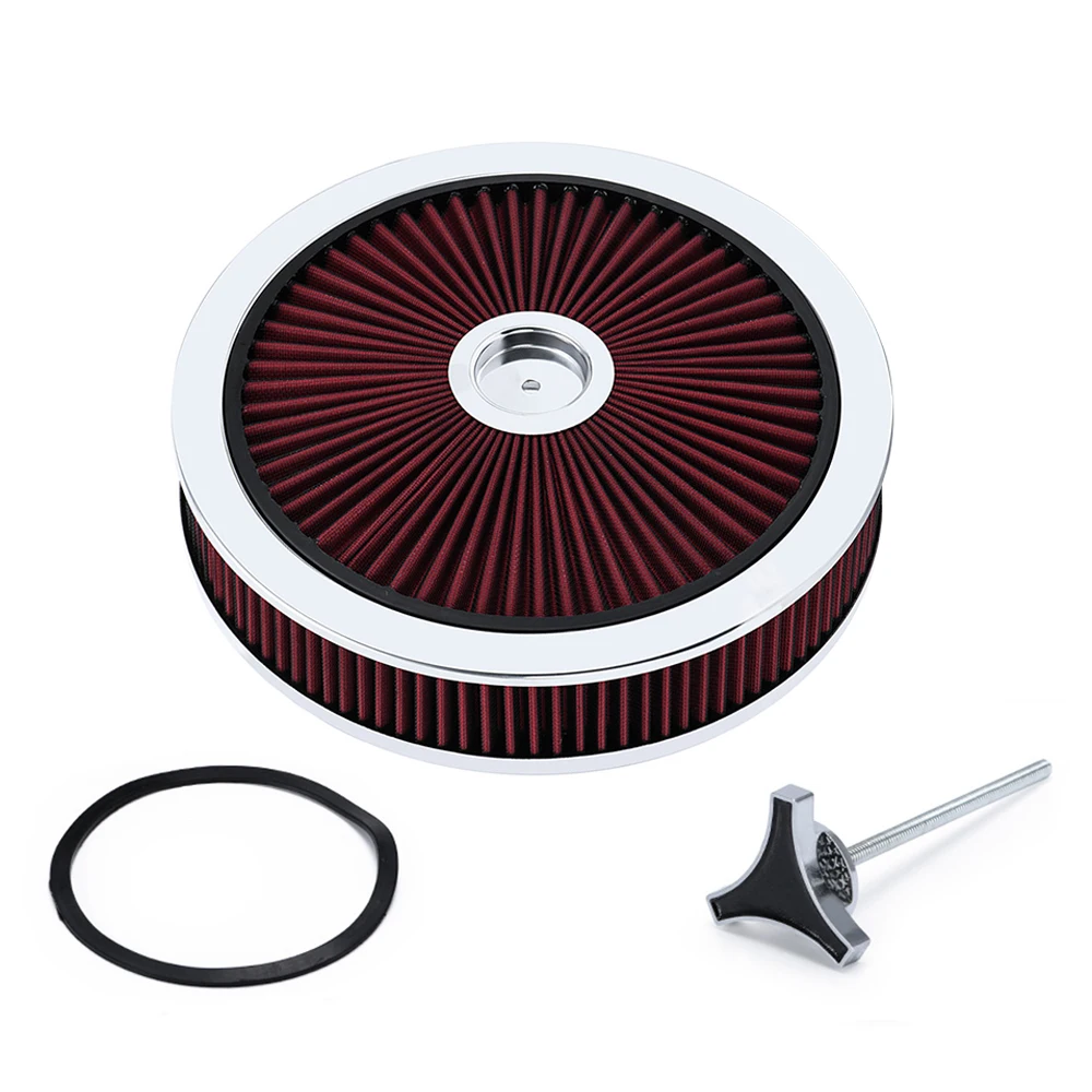 

14 "x 3" круглая моющаяся отделка Super Flow через крышку Caburetor, фильтр воздухоочистителя, верхняя замена в сборе для Chevrolet GMC Ford ​ ​