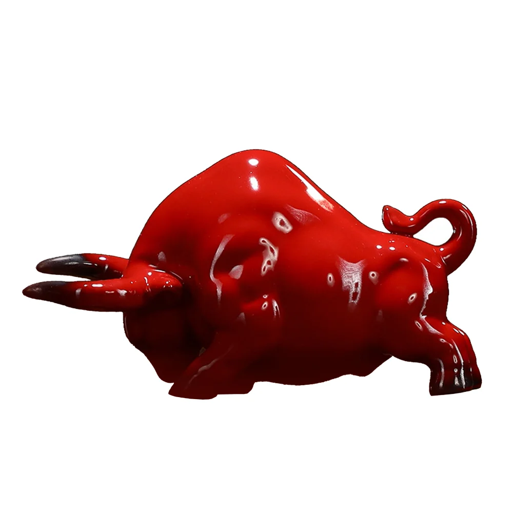 

Bull Ox Ceramic Wall Street Zodiacstatue Cattle Year New Miniature Ornament Sculpture Figurine Fengshui Figurines Brass Wealth