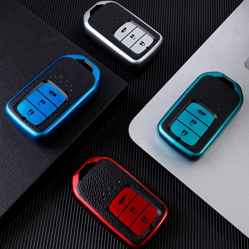 

TPU+Leather Car Key Cover Case Protect For Honda Greiz City XR-V CRV Pilot Accord Civic Jazz Jade Fit HR-V Odyssey Crider Vezel