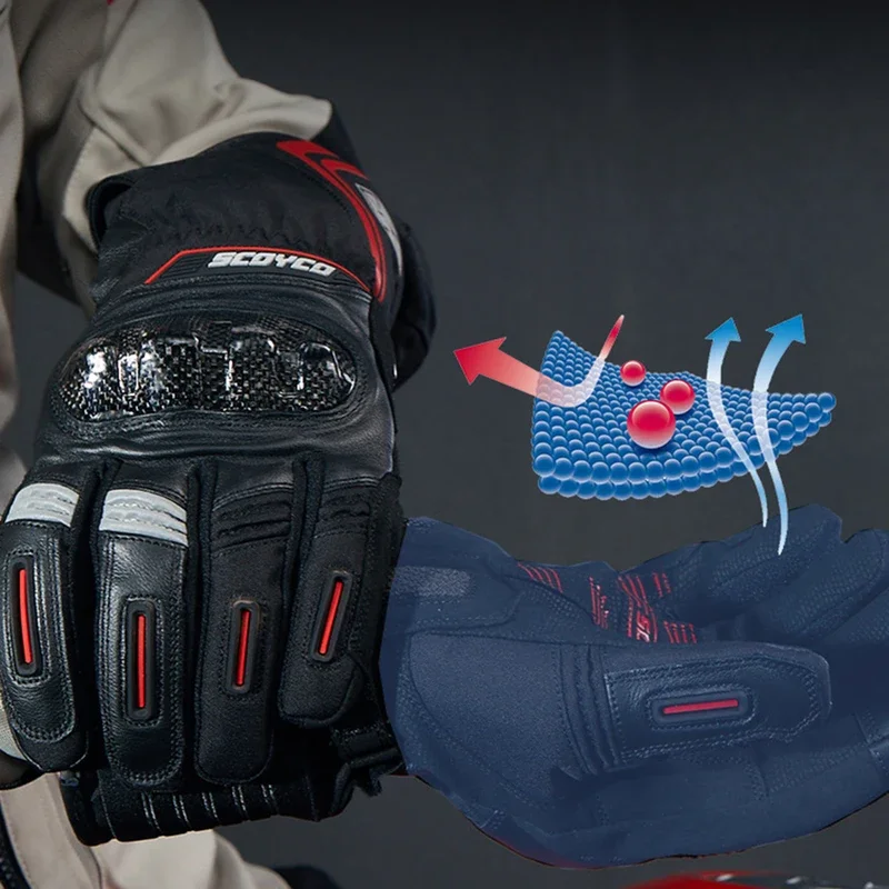 Мужские мотоциклетные водонепроницаемые перчатки из натуральной кожи