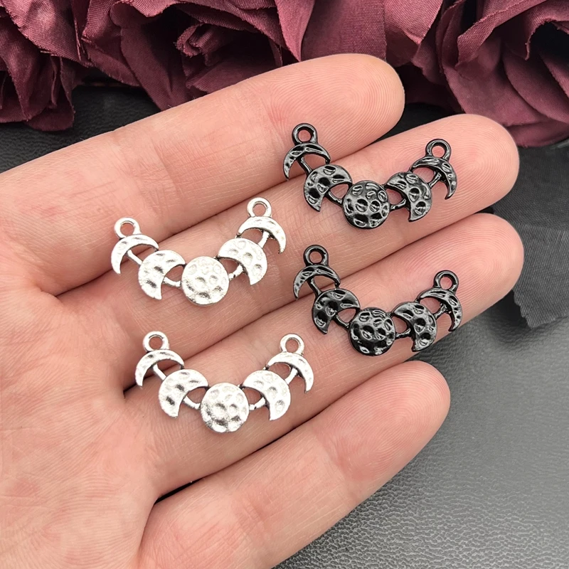 

8pcs 30*17mm Vintage Moon Phases Connector Charms Triple Moon Goddess Pendants DIY Handmade Ornaments Accessories