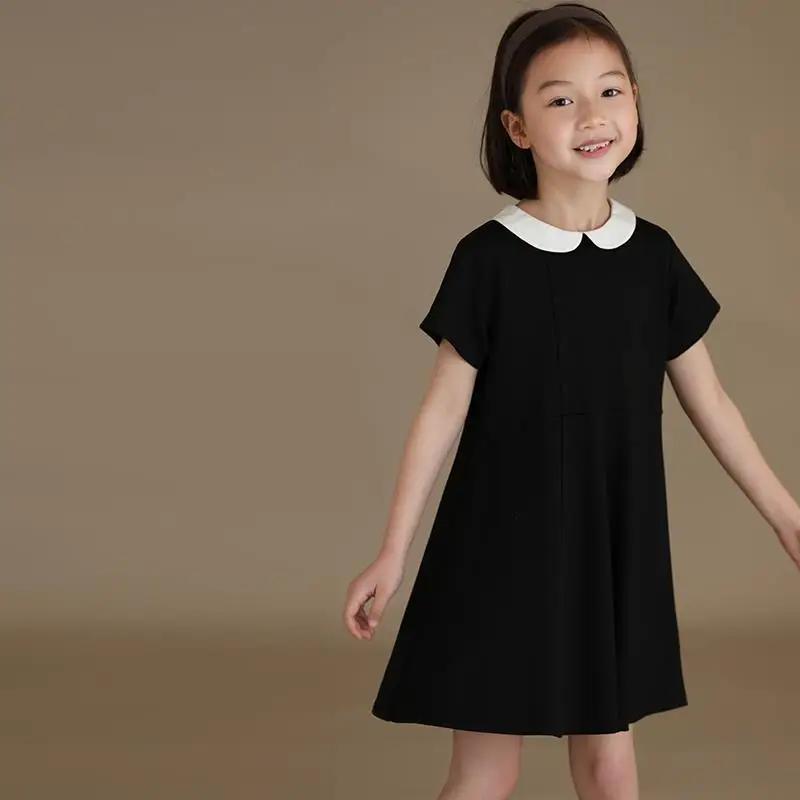 

Girls Dress Summer New Japanese Style Children Clothing Kids Short Sleeve Princess Solid Dress Casual Clothing 3-10 Years F176