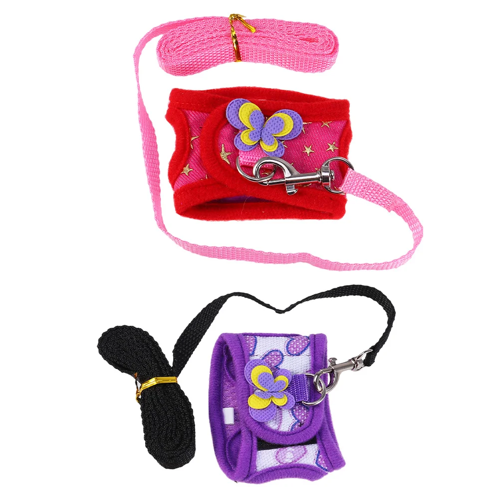 

2 Sets Little Pet Harness Supplies Leash Sling Soft Net Hamster Pulling Rope Traction Chinchilla Cloth Small