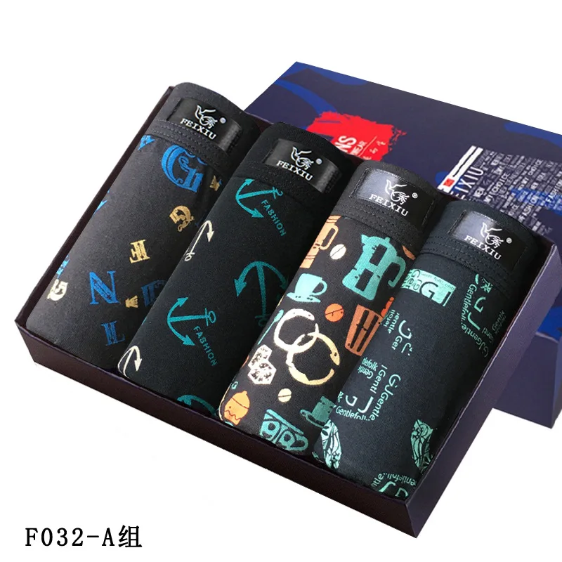 4Pcs/Lot Male Panties Men's Underwear Boxers Breathable Man Boxer Solid Underpants Comfortable Brand Shorts Black Blue Underwear