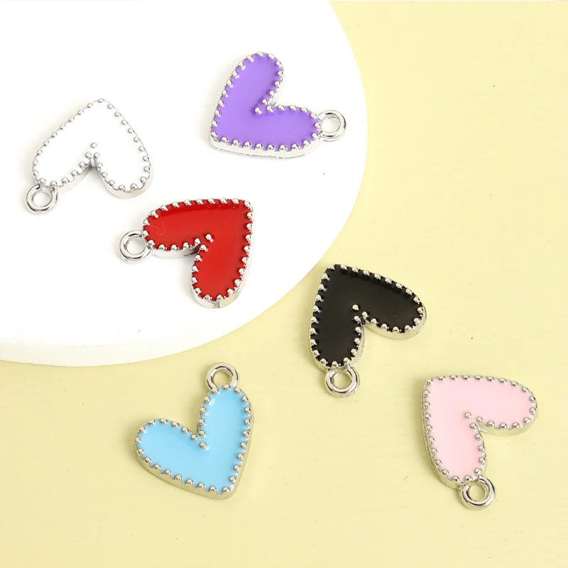 Эмалевые подвески в форме сердца 15 шт