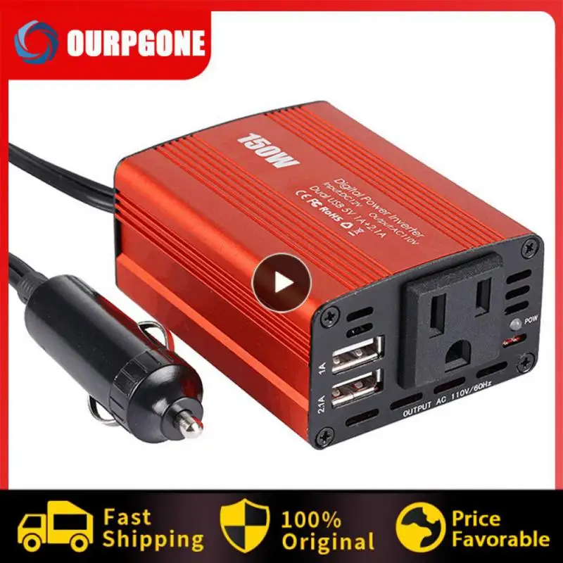 

Dc 12v To Ac 110v 220v Transformer Convert Portable Modified Sine Wave With Dual Usb Multi-function 150w Car Power Inverter
