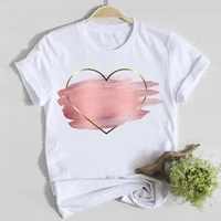 short sleeve casual tee top shirt lady clothes fashion tshirt summer watercolor love heart female t women graphic t shirts