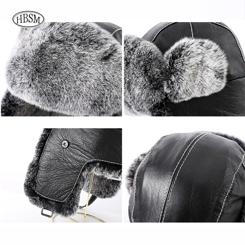 Меховая шапка-ушанка из натурального кроличьего меха