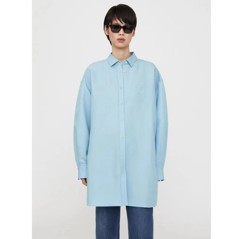 

Рубашка-тоут с вышивкой и длинным рукавом, на весну и лето