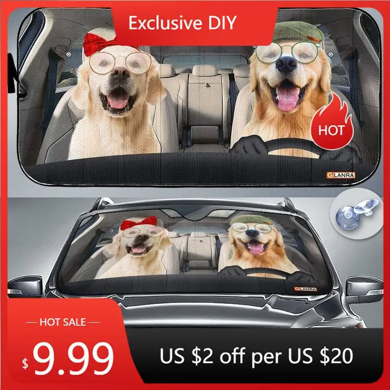 

Golden Retriver Car Sunshade, Golden Lover, Golden Car Decor, Gift For Dad, Auto Sunshade, Dog Car Sun Protector PHT072205J02