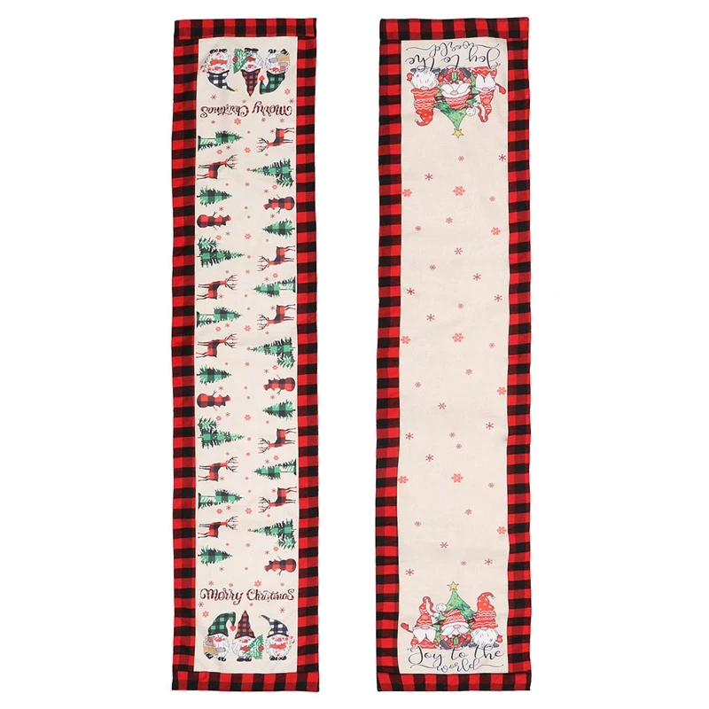 

Christmas Burlap Christmas Table Runner Red Christmas Santa Tablecloth for Party Indoor Farmhouse Dinning Table Decor