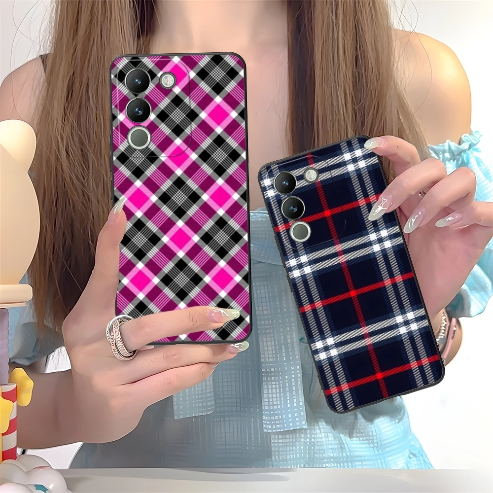 Lattice Grid Texture Mobile Cell Phone Case for VIVO Y95 Y93 Y31 Y20 V19 V17 V15 Pro X60 NEX Black Soft Cover Shell