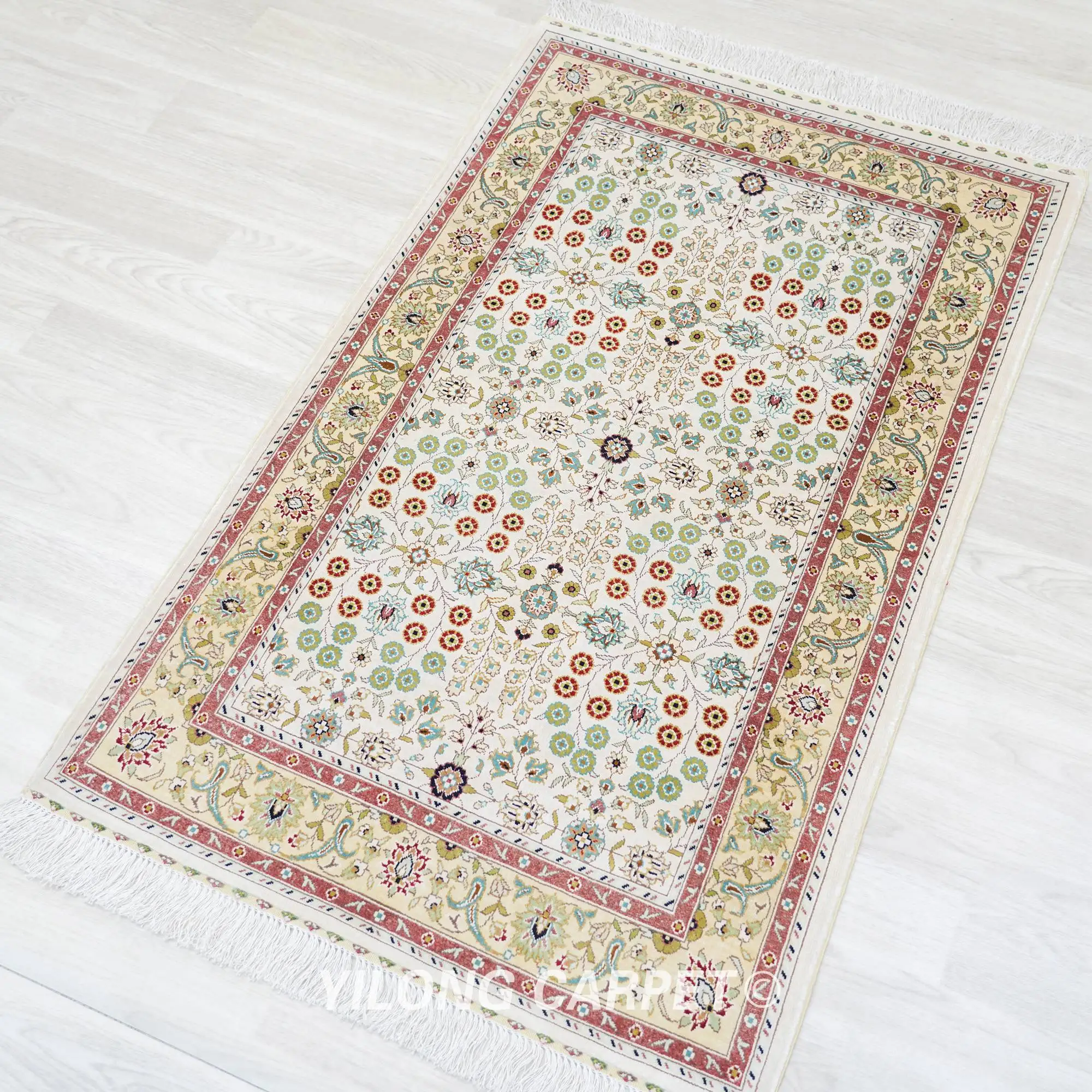 2 5 'x 4' бежевый коврик ручной работы с узлом Шелковый Yilong (TJ386A) |