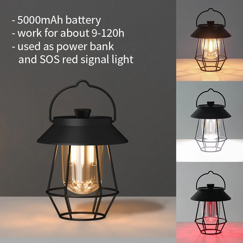 

Garden Battery Lamp Multifunctional Bank Outdoor Power Lantern Balcony 5000mah With Light Atmosphere Camping Lighting Tent