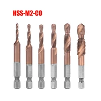 hss co m35 m3 m10 screw tap drill bits cobalt taps metric combination bit 14 in hex quick change metal woodworking tools