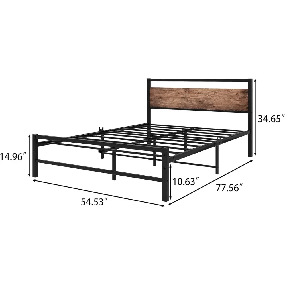 Полноразмерная черная металлическая оправа для кровати в винтажном стиле
