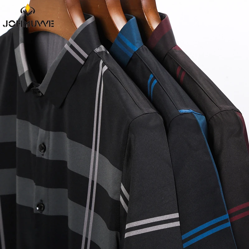 JOHMUVVE Fast Shipping New Men's Short Sleeve Striped Printed Shirt Casual Short Sleeve Top