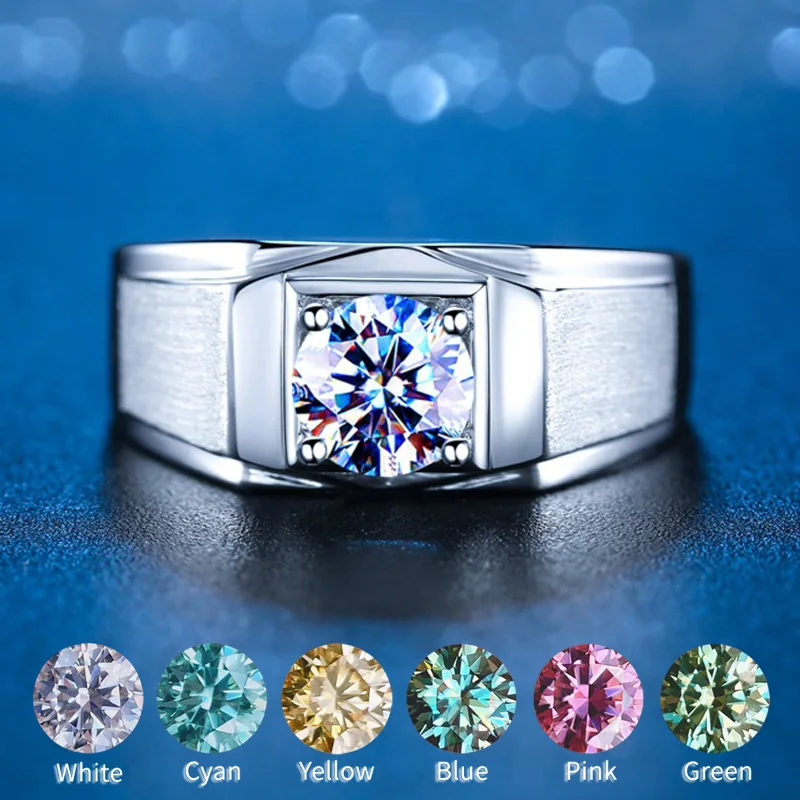 

Hot Sale Wholesale 100% Moissanite Diamond Rings For Men Platinum Moissanite America Stone Silver Inlaid Plated