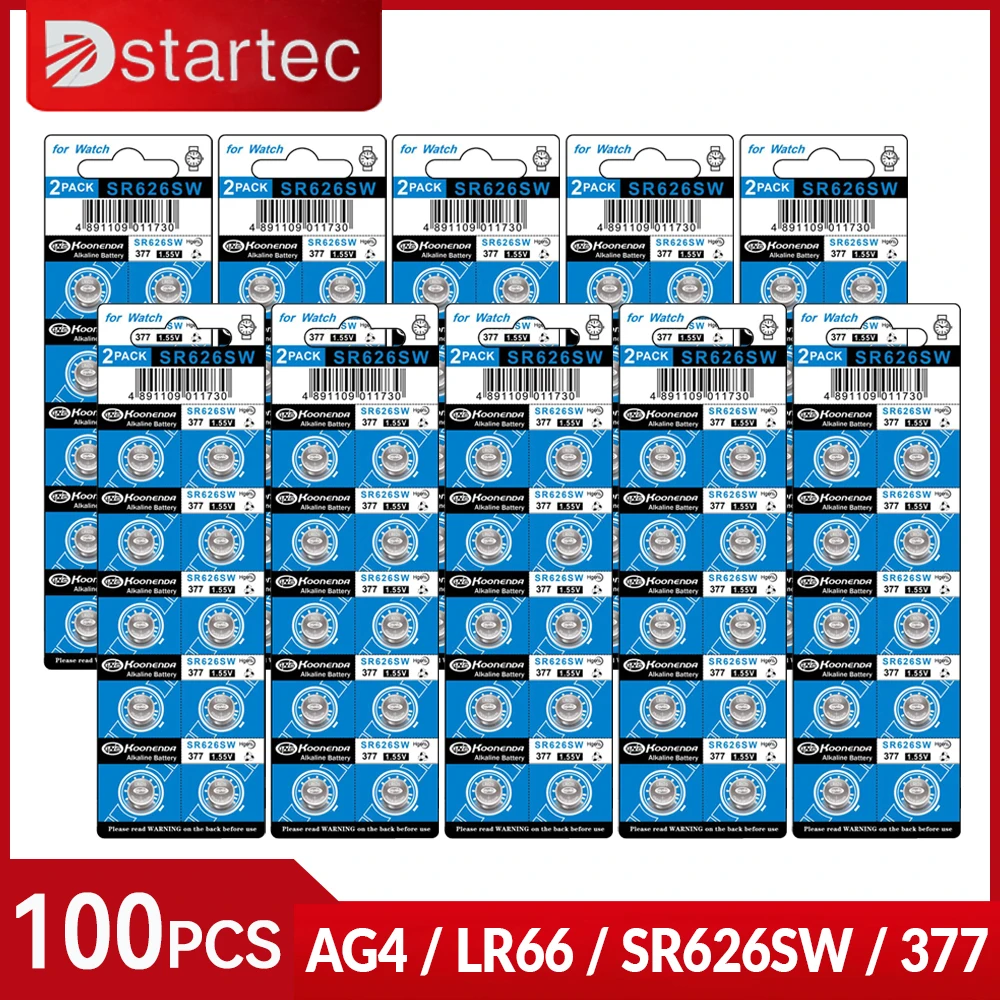 EUNICELL 100 шт. 1,5 В AG4 LR66 SR66 батарея SR626SW 177 377 LR626 CX66 Баттом монета для игрушек электронные весы батареи для часов EUNICELL 100 шт. 1,5 В AG4 LR66 SR66 батарея SR626SW 177 377 LR626 CX66 Баттом монета для игрушек электронные весы батареи для часов