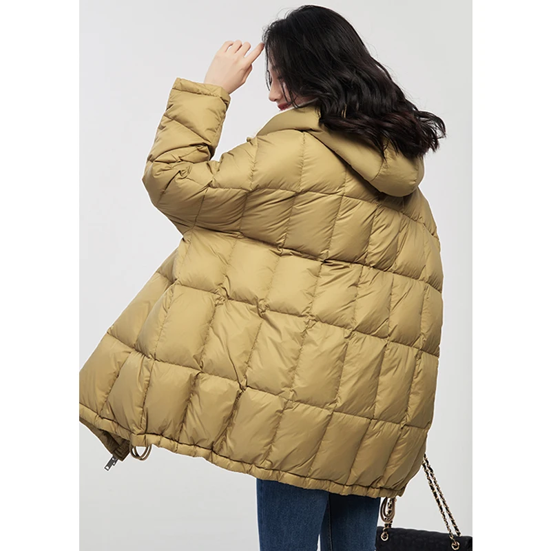 High Quality Winter Coat Women 90% White Duck Down  High Street  Wide-waisted Zipper Rabbit Collar Detachable Jacket Women