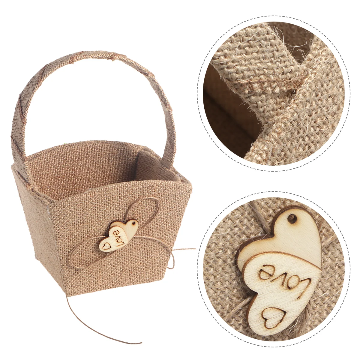 

Flower Basket Girl Weddingburlap Baskets Rustic Weddings Buralphandle Vintagestorage Gift Candy Heart Decor Flowers Double Girls