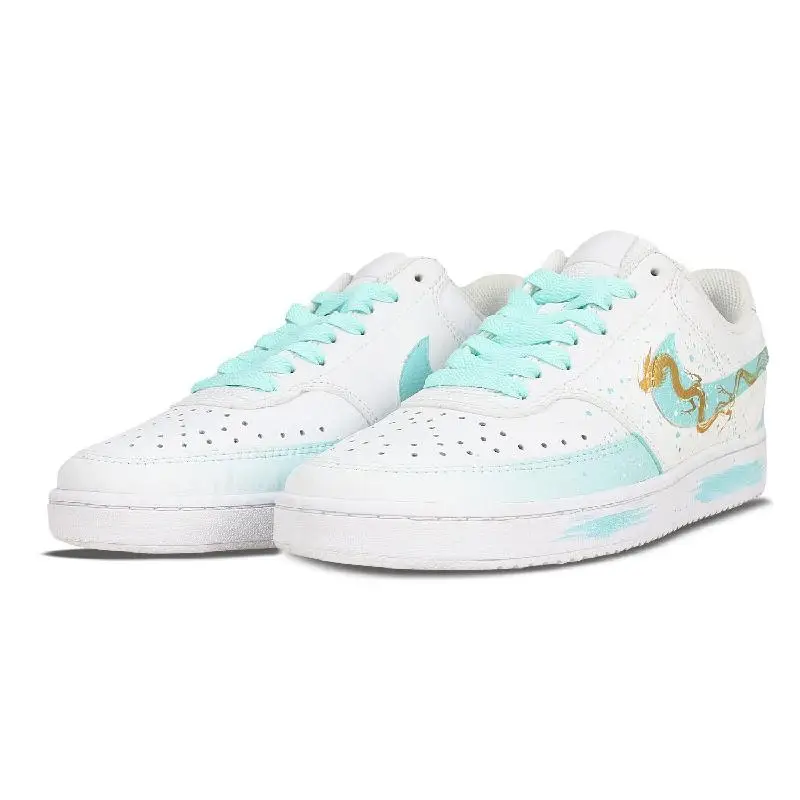 【Customize】Nike Court Vision 1 Skateboarding Shoes Women's Low-top Blue Sneakers shoes CD5434-100