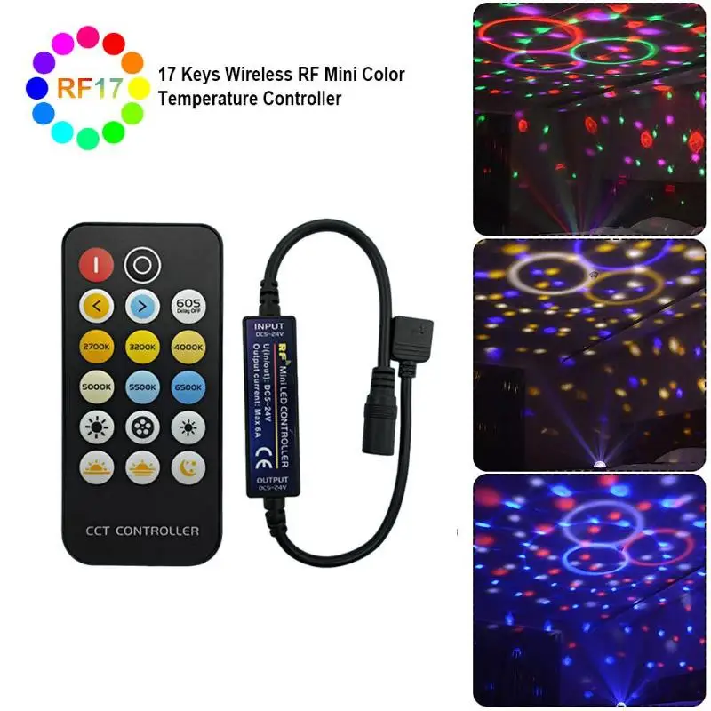 

17Key Wireless RF remote Mini Dual Color Temperature Led controller 6A with color temperature Dimmer For 5050 led strip lamp