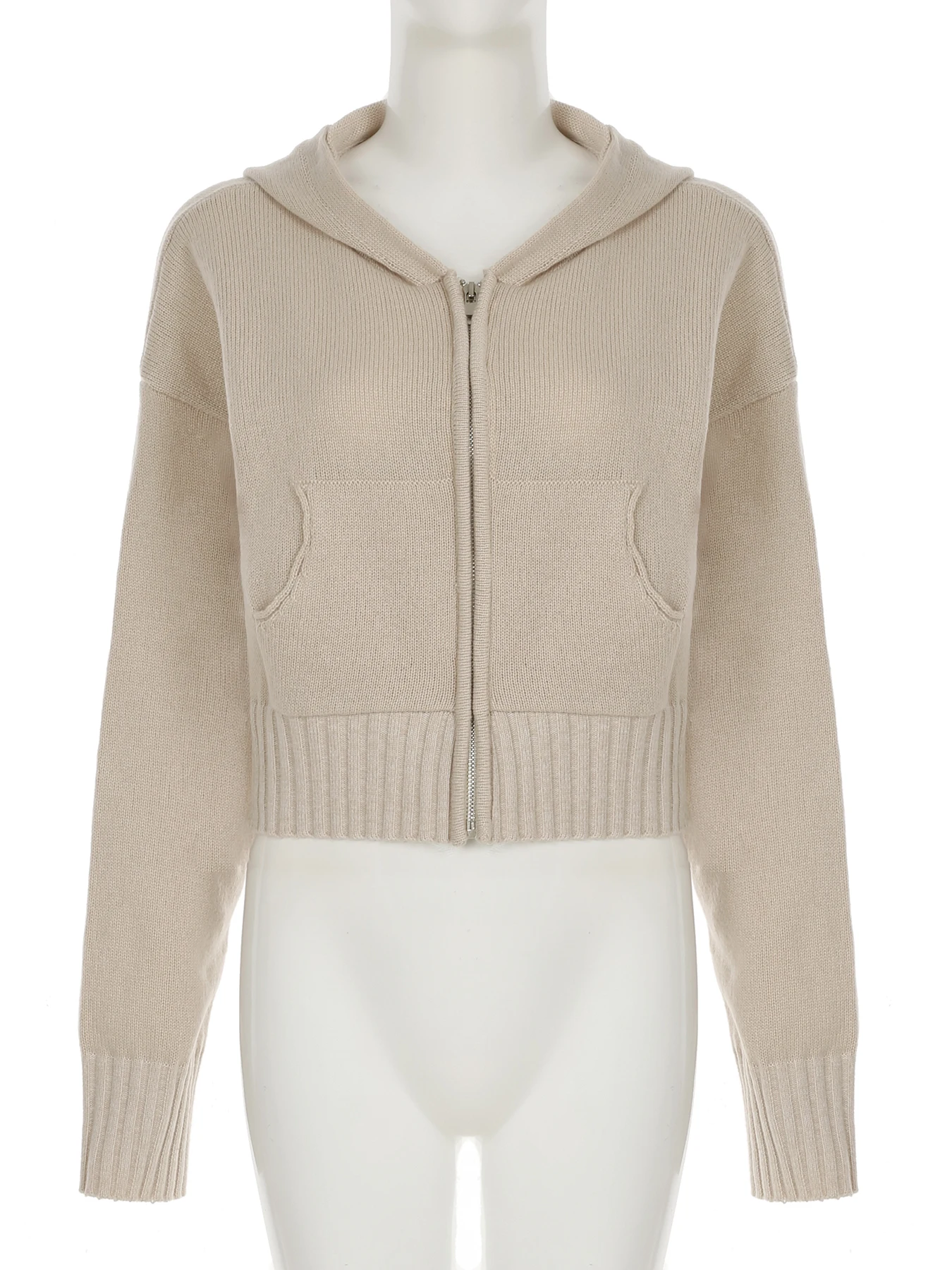 IAMSURE повседневный вязаный свитер с капюшоном и карманами базовое пальто на