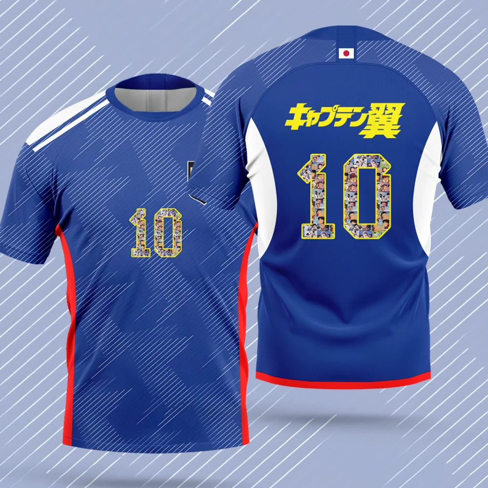 Фото Футболка Captain Tsubasa 2026: Новая модная мужская футболка с коротким рукавом, летняя, с мультяшным японским аниме-принтом, женская, с возможностью нанесения имени, топы-футболки №1