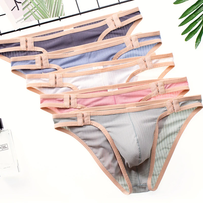 

Quick Drying Narrow Side Adjustable Size Open Button Mens Underwear Youth Sexy Boys Low Waist Men Thongs Gay Underwear