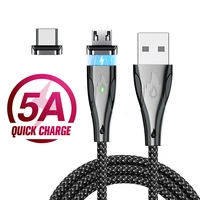 5a magnetic micro usb type c cable mobile phone charger wire cable led fast charging usb cord for iphone 11 12 13pro max samsung