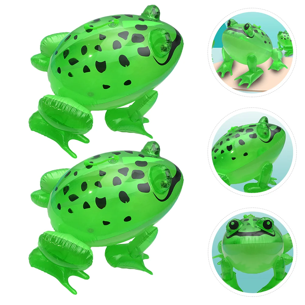 

2 Pcs Luminous Inflatable Frog Plastic Frogs Toy Plaything Decor Simulation Pvc Adorn Pool Party Gifts