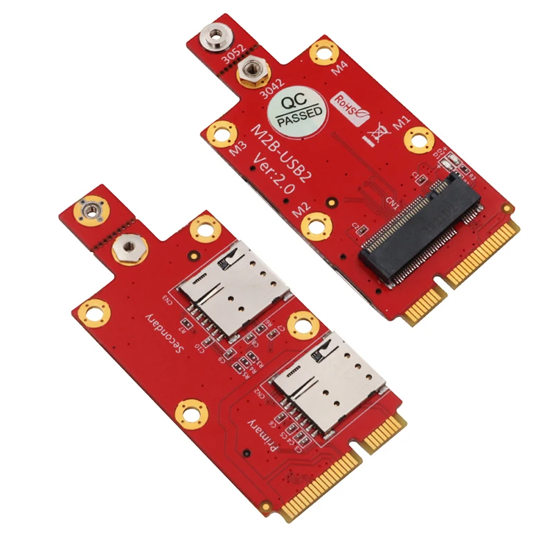 

NEW M2 to Mini PCIE Converter Riser with Dual NANO SIM Card Slot M.2 Key B to Mini PCI-E Adapter Supports 3G/4G/5G Module for PC