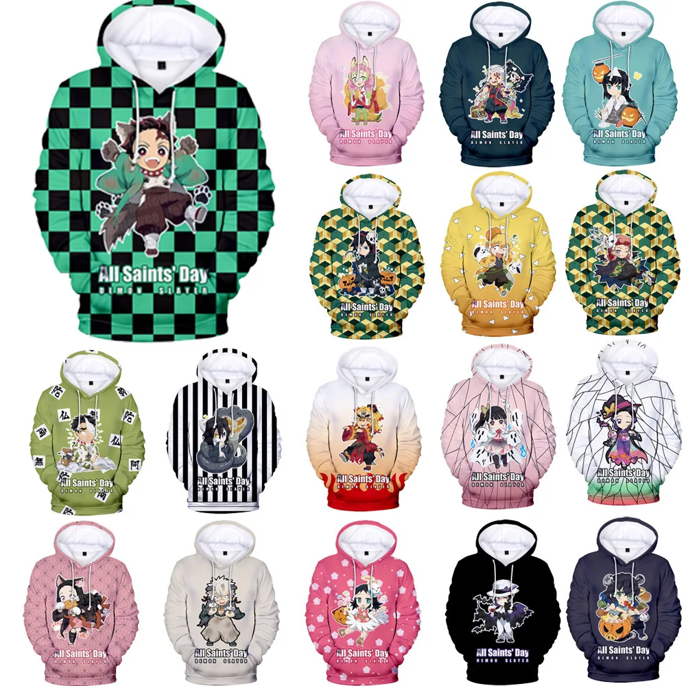 

3D New Demon Slayer Q Version Halloween Carnival Sweatshirt Printed Hooded Sweatshirt Jacket for Men and Women