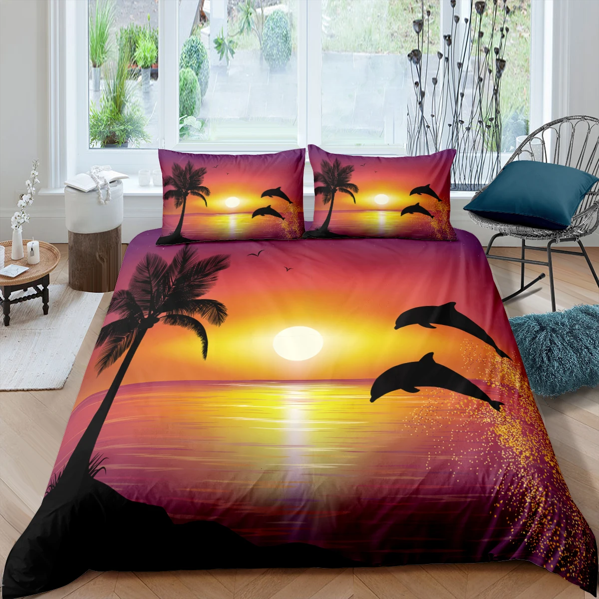 

Home Living Luxury 3D Dolphin Bedding Set Marine Life Duvet Cover Pillowcase Queen and King EU/US/AU/UK Size Comforter Bedding