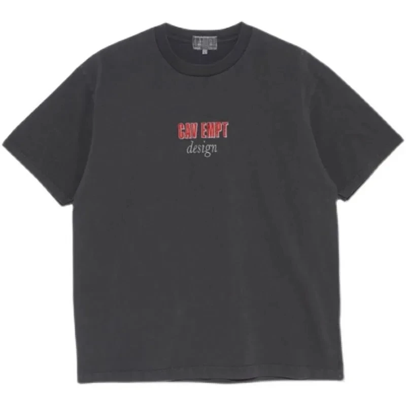 

Cavempt C.E 2023 Summer Japanese Fashion Brand Letter Embroidery Wash Grey Retro Wax Dyed Short Sleeve T-Shirt For Men And Women