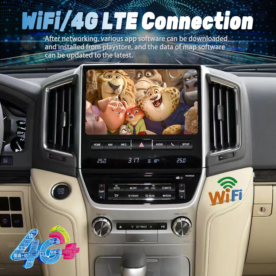 10-дюймовый Android 13-дюймовый комплект обновления интерьера автомобиля для Toyota Land