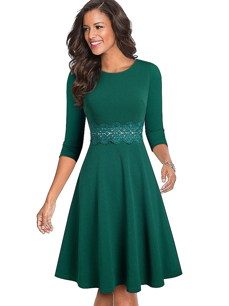 Женское винтажное Деловое платье Nice-forever элегантное лоскутное платье-трапеция с